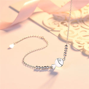 925 Silver Small Fish Anklet Foot Chain Jewelry Girlfriends Birthday