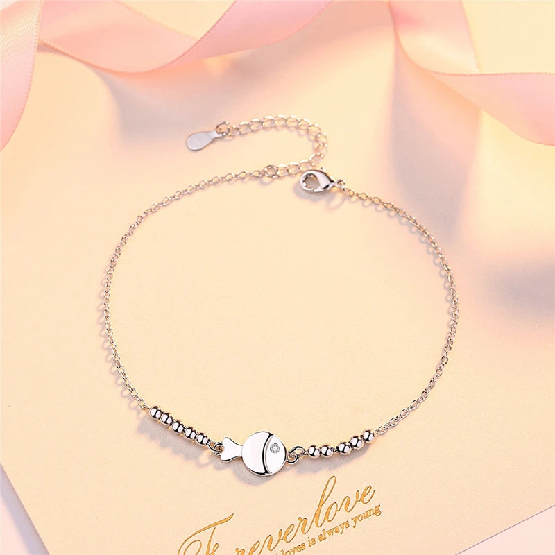 925 Silver Small Fish Anklet Foot Chain Jewelry Girlfriends Birthday