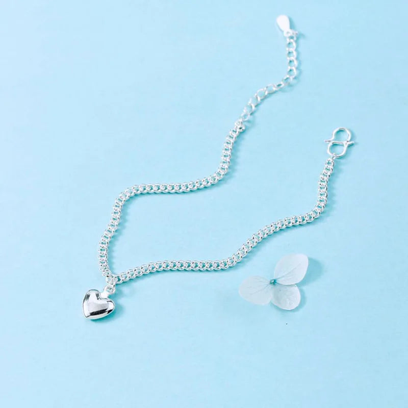 925 Silver Anklets for Women Summer Beach Party Foot Jewelry