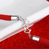 925 Silver Dog Pendant Red Rope Bangle Bracelet for Women