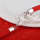 925 Silver Dog Pendant Red Rope Bangle Bracelet for Women