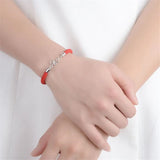 925 Silver Dog Pendant Red Rope Bangle Bracelet for Women