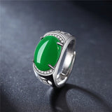 925 Sterling Silver Men's Retro Agate Ring Ethnic Style Male Jewelry