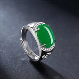 925 Sterling Silver Men's Retro Agate Ring Ethnic Style Male Jewelry