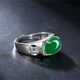 925 Sterling Silver Men's Retro Agate Ring Ethnic Style Male Jewelry