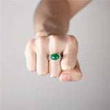 925 Sterling Silver Men's Retro Agate Ring Ethnic Style Male Jewelry