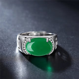 925 Sterling Silver Men's Retro Agate Ring Ethnic Style Male Jewelry