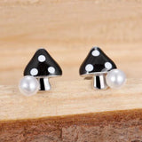 925 Silver Stud Earring Mushroom Pearl Jewelry