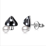 925 Silver Stud Earring Mushroom Pearl Jewelry