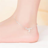 925 Sterling Silver Beads Heart Anklets Double Layer Bracelets