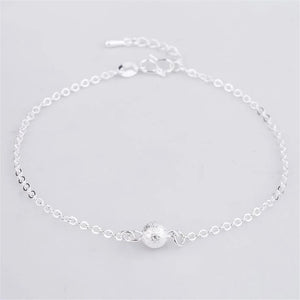 Frosted Beads 925 Sterling Silver Anklets For Women Ankle Chain Bracelet