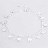 925 Silver Anklet Butterfly Ankle Bracelet Women Girl Party Accessory