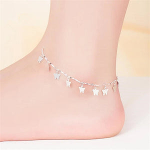 925 Silver Anklet Butterfly Ankle Bracelet Women Girl Party Accessory
