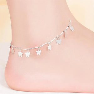 925 Silver Anklet Butterfly Ankle Bracelet Women Girl Party Accessory
