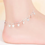 925 Silver Anklet Butterfly Ankle Bracelet Women Girl Party Accessory