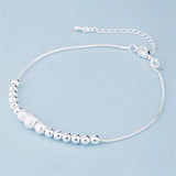925 Silver Frosted Beads Anklets Women Bracelets Foot Accessories
