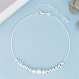 925 Silver Frosted Beads Anklets Women Bracelets Foot Accessories