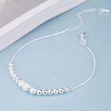 925 Silver Frosted Beads Anklets Women Bracelets Foot Accessories