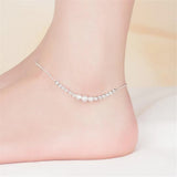 925 Silver Frosted Beads Anklets Women Bracelets Foot Accessories