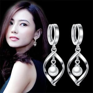 Love Pearl Eardrop 925 Silver Earrings for Women Wedding Party Jewelry