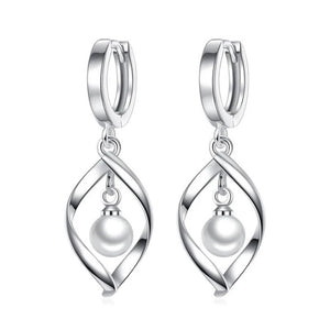 Love Pearl Eardrop 925 Silver Earrings for Women Wedding Party Jewelry