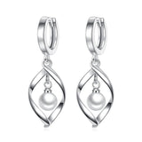 Love Pearl Eardrop 925 Silver Earrings for Women Wedding Party Jewelry