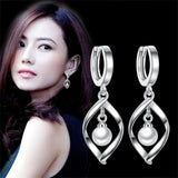 Love Pearl Eardrop 925 Silver Earrings for Women Wedding Party Jewelry