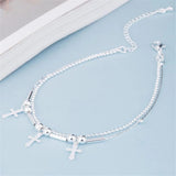 925 Sterling Silver Cross Anklet Foot Jewelry for Women