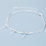 925 Sterling Silver Cross Anklet Foot Jewelry for Women