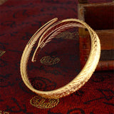 925 Sterling Silver Yellow Feather Bracelet Bangle for Women