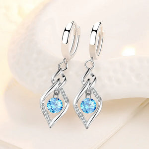 Geometric Twist Hoop Earrings 925 Silver Zircon Pink Earring