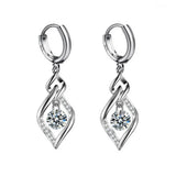 Geometric Twist Hoop Earrings 925 Silver Zircon Pink Earring