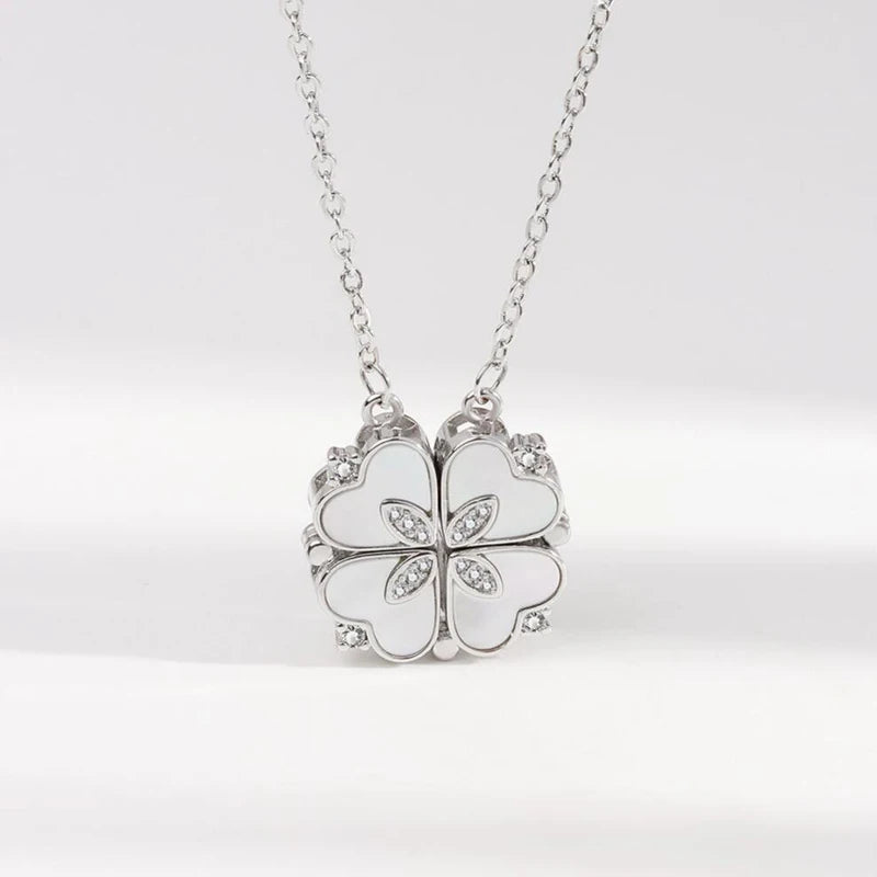 Heart Clover Necklace - Romantic Gift - 925 Sterling Silver