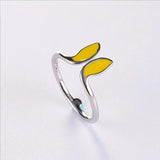 925 Silver Bunny Ears Drop Glaze Ring Women's Party Jewelry