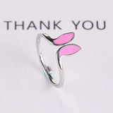 925 Silver Bunny Ears Drop Glaze Ring Women's Party Jewelry