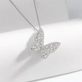 Zircon Butterfly Pendant 925 Sterling Silver Necklaces For Women