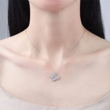 Zircon Butterfly Pendant 925 Sterling Silver Necklaces For Women