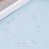 925 Silver Anklet Lucky Clover Bracelet Foot Jewelry Lady Beach Party Gift