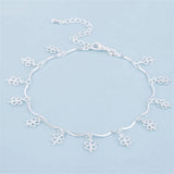 925 Silver Anklet Lucky Clover Bracelet Foot Jewelry Lady Beach Party Gift
