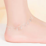 925 Silver Anklet Lucky Clover Bracelet Foot Jewelry Lady Beach Party Gift