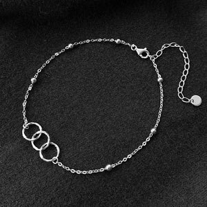 925 Sterling Silver Anklets for Women Three Circle Foot Chain Jewelry