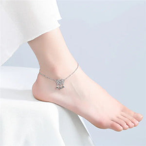 925 Silver Anklets Long Life Lock Bells Foot Chain Jewelry