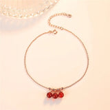 925 Silver Anklet Red Crystal Ball Foot Chain Lady Party
