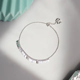 925 Silver Sparkling Leaves Anklets for Women