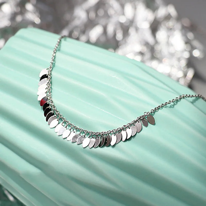 925 Silver Sparkling Leaves Anklets for Women