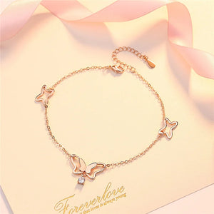 925 Silver Anklet Butterfly Tassel Foot Chain Jewelry