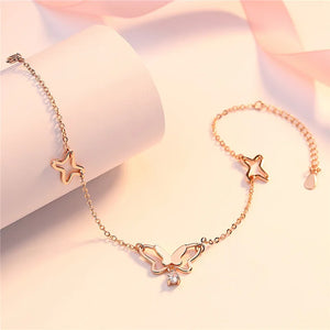 925 Silver Anklet Butterfly Tassel Foot Chain Jewelry