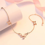 925 Silver Anklet Butterfly Tassel Foot Chain Jewelry