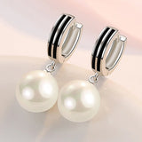 925 Silver Pearl Round Earrings Female Charm Line Jewelry Gift