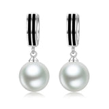 925 Silver Pearl Round Earrings Female Charm Line Jewelry Gift